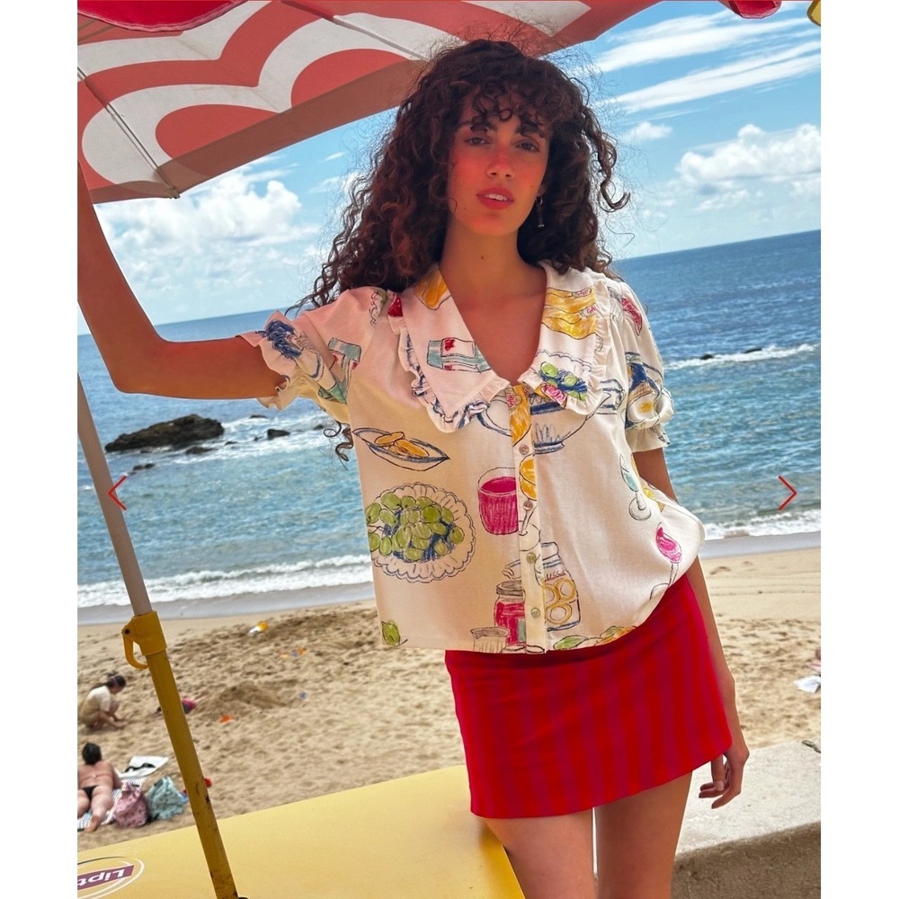 Lisa Says Gah Euro Breakfast Sam Top and Nora Pant Set Cream Multi XL